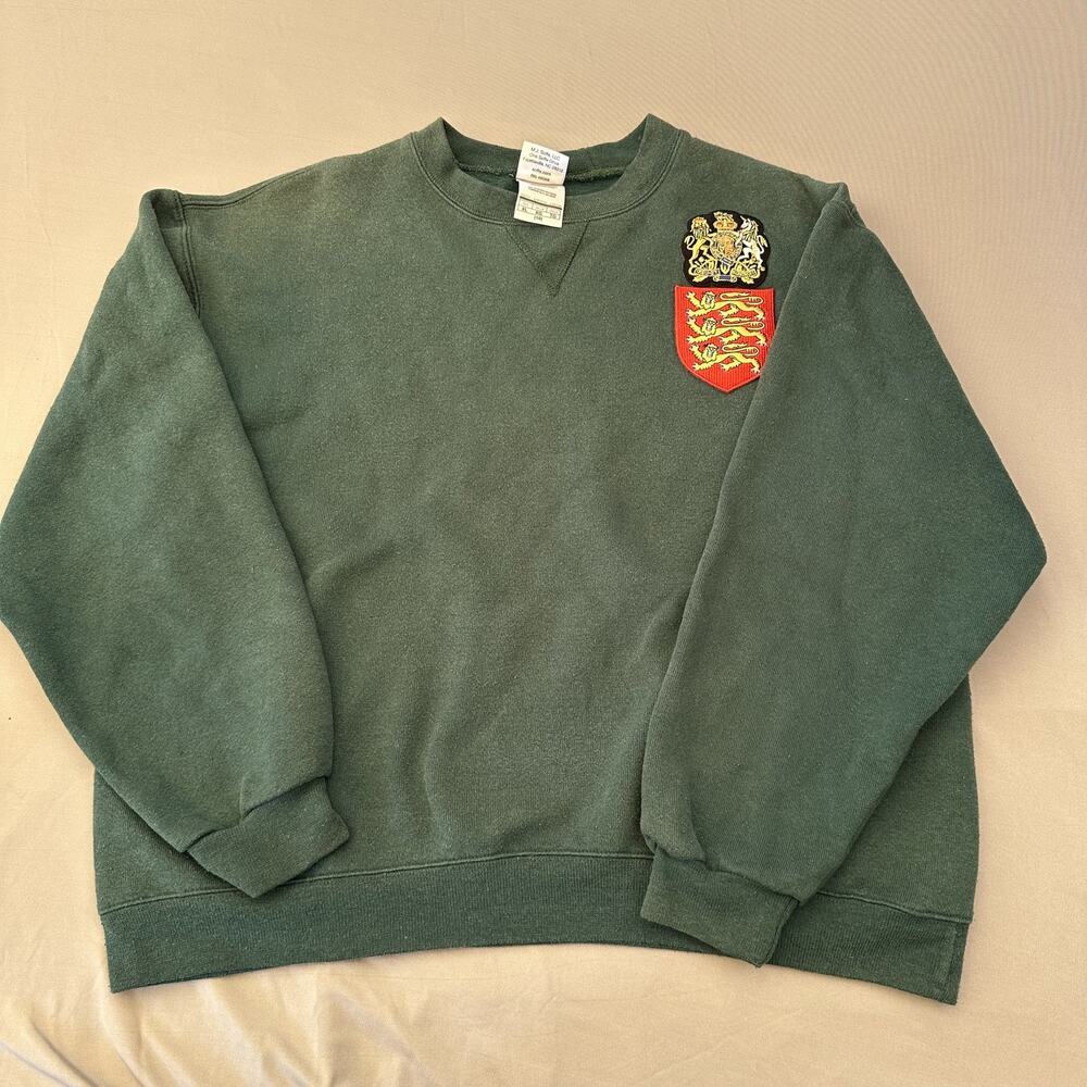 Soffe Sweatshirt Youth XL Green England Three Lions Crest Crown Patch Crewneck